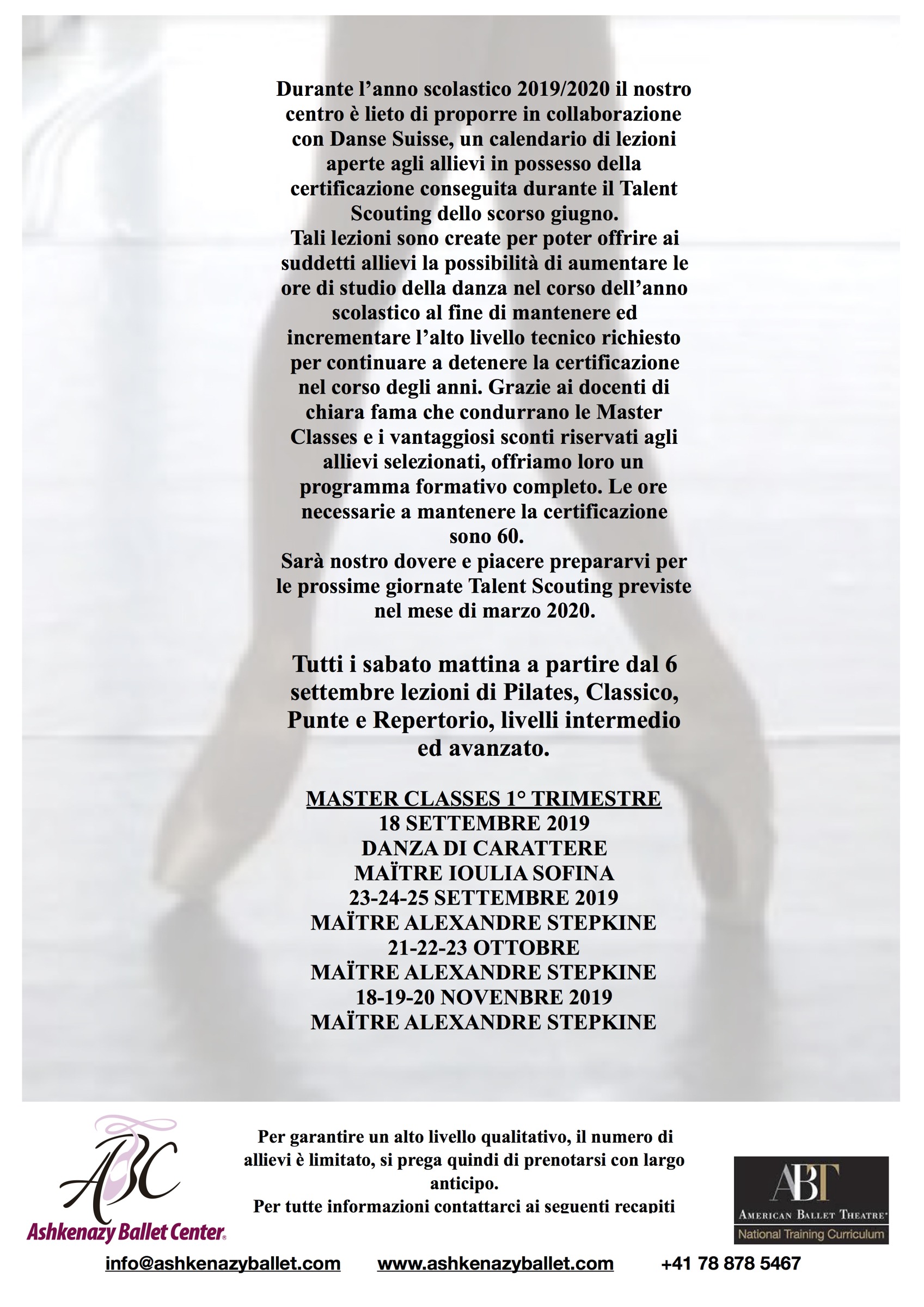 Fotografia o locandina originale: Programma Talenti Artistici, certificazione cantonale in collaborazione con Danse Suisse
